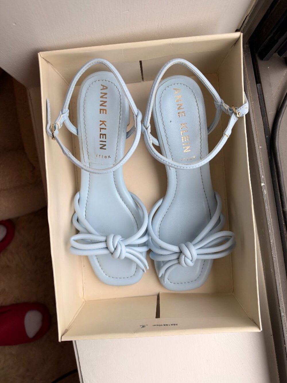 Anne Klein Light Blue Knotted Strappy Block Heel Sandals